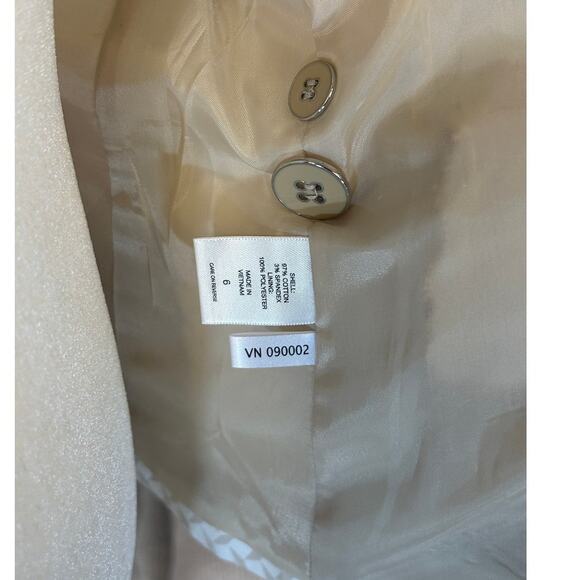 New York & Company Women's Size 6 Stretch White and Beige Printed Blazer #0410 - Picture 10 of 13